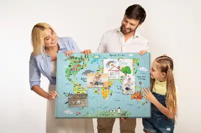 Fali parafa üzenőtábla földgömb és kontinens mintával