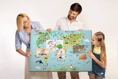 Fali parafa üzenőtábla földgömb és kontinens mintával