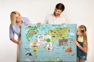 Fali parafa üzenőtábla földgömb és kontinens mintával