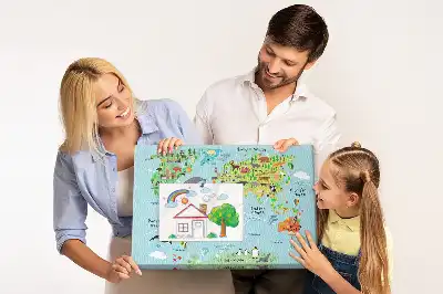 Fali parafa üzenőtábla földgömb és kontinens mintával
