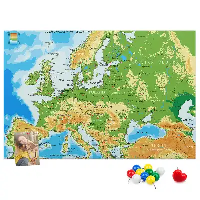 Földrajzi világtérkép mintás parafa üzenőtábla