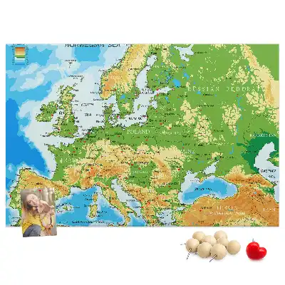 Földrajzi világtérkép mintás parafa üzenőtábla