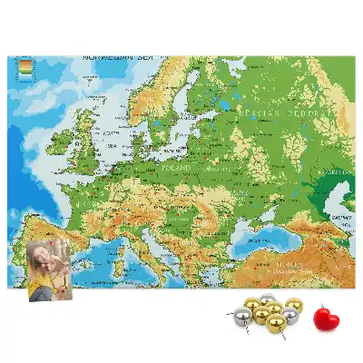 Földrajzi világtérkép mintás parafa üzenőtábla