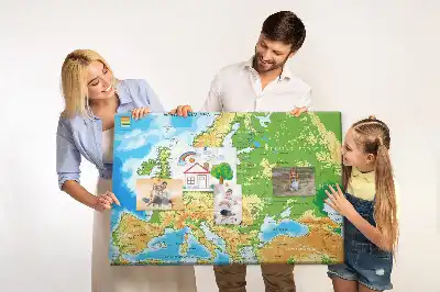 Földrajzi világtérkép mintás parafa üzenőtábla