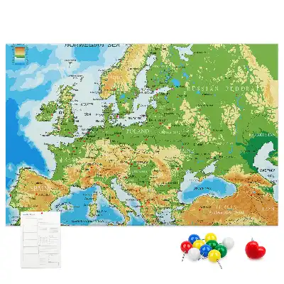Földrajzi világtérkép mintás parafa üzenőtábla