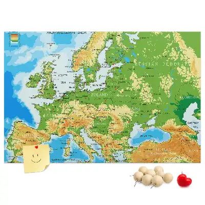 Földrajzi világtérkép mintás parafa üzenőtábla