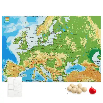 Földrajzi világtérkép mintás parafa üzenőtábla