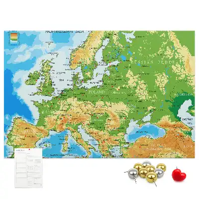 Földrajzi világtérkép mintás parafa üzenőtábla