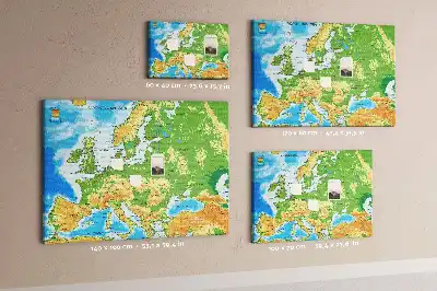 Földrajzi világtérkép mintás parafa üzenőtábla