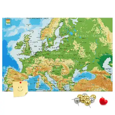 Földrajzi világtérkép mintás parafa üzenőtábla