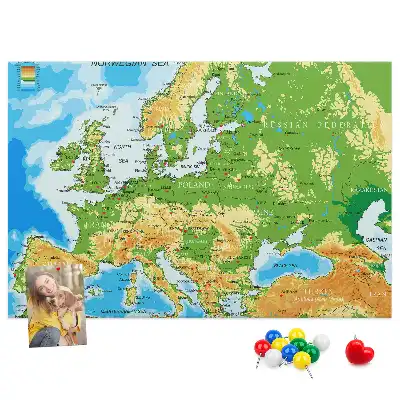 Földrajzi világtérkép mintás parafa üzenőtábla