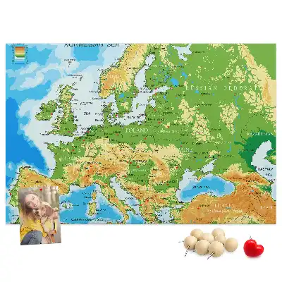 Földrajzi világtérkép mintás parafa üzenőtábla
