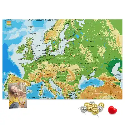 Földrajzi világtérkép mintás parafa üzenőtábla