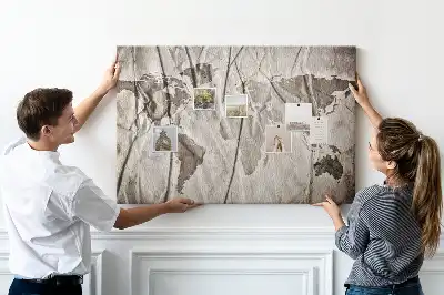 Fali parafa üzenőtábla világtérkép mintával