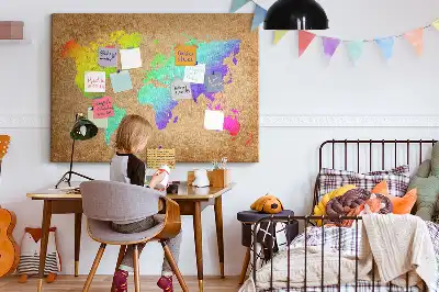 Fali parafa üzenőtábla Föld kontinentális körvonallal