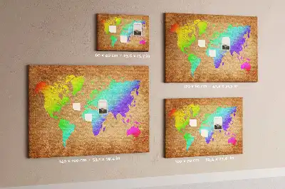 Fali parafa üzenőtábla Föld kontinentális körvonallal