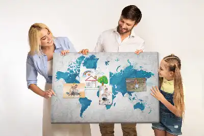 Nagy formátumú földgömbtérkép parafa üzenőtábla