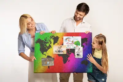 Világtérkép mintás fali parafa üzenőtábla irodába