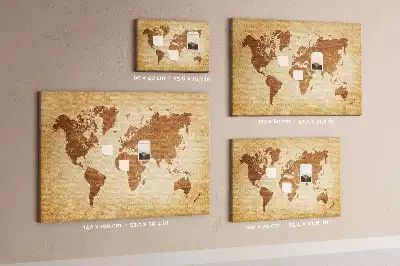 Vintage stílusú világtérkép parafa üzenőtábla