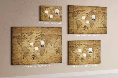 Vintage világtérkép mintás parafa üzenőtábla