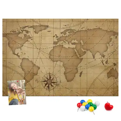 Vintage világtérkép mintás parafa üzenőtábla