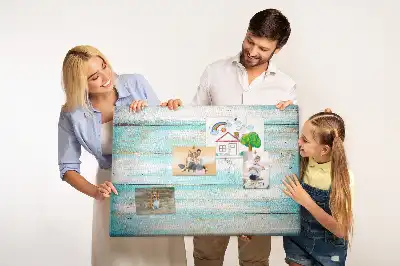 Kék deszkák mintás parafa üzenőtábla