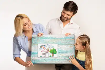 Kék deszkák mintás parafa üzenőtábla
