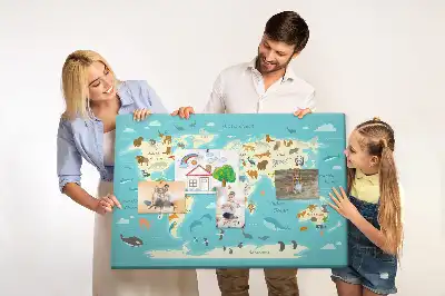 Parafa üzenőtábla illusztrált térképes mintával és faunával