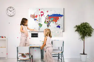 Nemzeti zászlók térképe mintás parafa üzenőtábla
