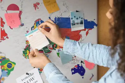 Nemzeti zászlók térképe mintás parafa üzenőtábla