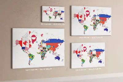 Nemzeti zászlók térképe mintás parafa üzenőtábla