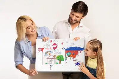 Nemzeti zászlók térképe mintás parafa üzenőtábla