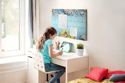 Parafatábla kagylók és tengerparti elemek mintával