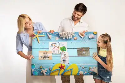 Parafatábla kagylók és tengerparti elemek mintával
