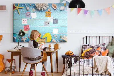Parafatábla kagylók és tengerparti elemek mintával