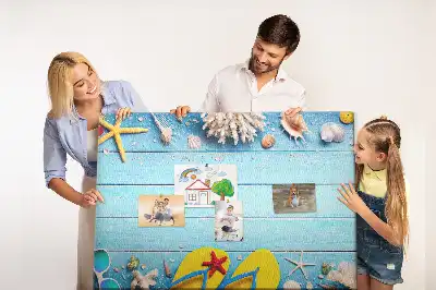 Parafatábla kagylók és tengerparti elemek mintával