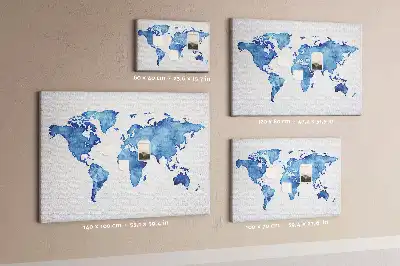 Világtérkép mintás akvarell parafa üzenőtábla