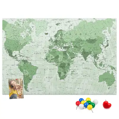 Világtérkép mintás parafa üzenőtábla államhatárokkal