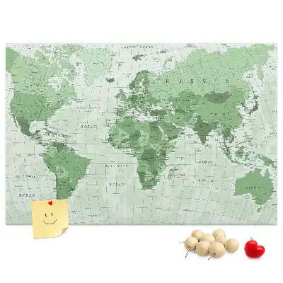 Világtérkép mintás parafa üzenőtábla államhatárokkal