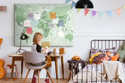 Világtérkép mintás parafa üzenőtábla államhatárokkal