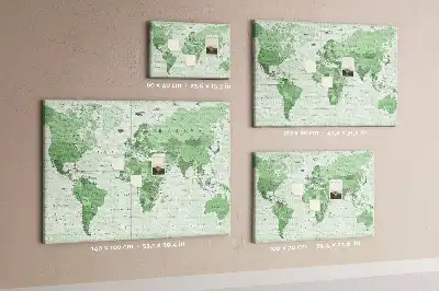 Világtérkép mintás parafa üzenőtábla államhatárokkal