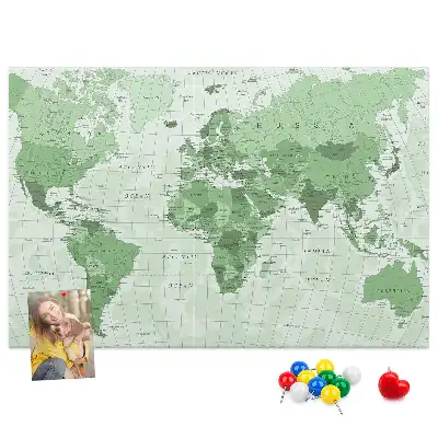 Világtérkép mintás parafa üzenőtábla államhatárokkal