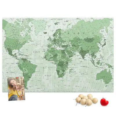Világtérkép mintás parafa üzenőtábla államhatárokkal