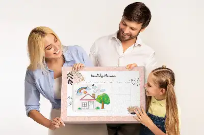 Havi tervező parafa üzenőtábla virágmintával