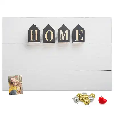 Fali parafa üzenőtábla Home feliratú dekorációval
