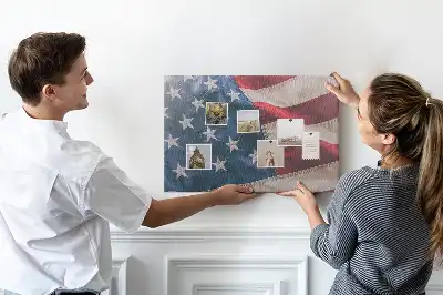 Amerikai zászló mintás fali parafa üzenőtábla