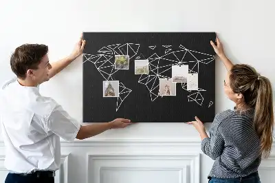 Modern világtérkép mintás fali parafa üzenőtábla