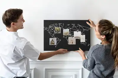 Modern világtérkép mintás fali parafa üzenőtábla