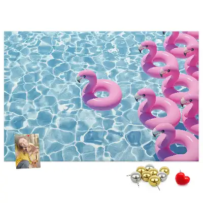 Pitypangok és flamingók mintás parafatábla