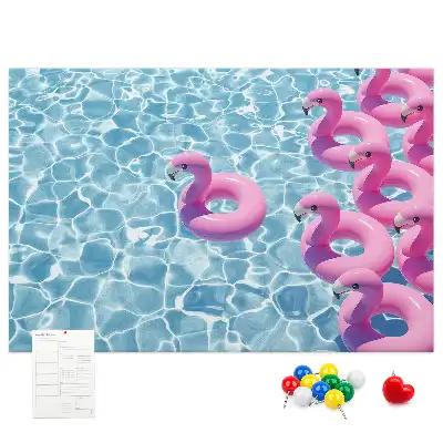 Pitypangok és flamingók mintás parafatábla